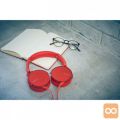 SONY slušalke + mikrofon MDR-XB550APR rdeče barve