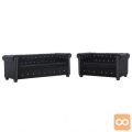 Komplet Chesterfield kavčev 2 kosa obloga iz žameta modra