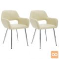 Jedilni stoli 2 kosa umetno usnje 57x54x81 cm kremne barve