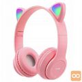 Roza LED RGB brez. slušalke z mačjimi ušesi + mikrofon USB