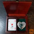 lesena šatulja kristal kristalno srce igralne karte